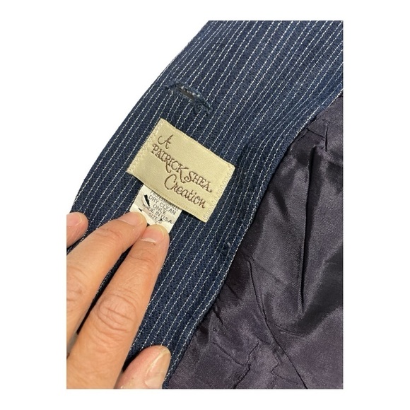 A Patrick Shea Creation Vintage Wool Lined Blue striped Suit size 8 - Picture 6 of 11